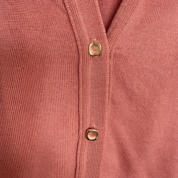 Edinburgh Washable Lambswool V Neck Cardigan SM Dusty Rose Golf Preppy Grandpa - Picture 2 of 9